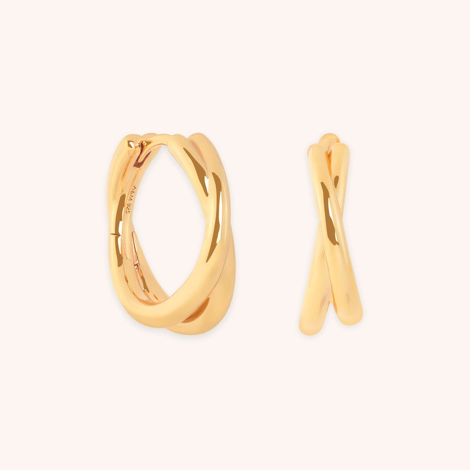 Crossover Illusion Hoops in Gold-Astrid & Miyu