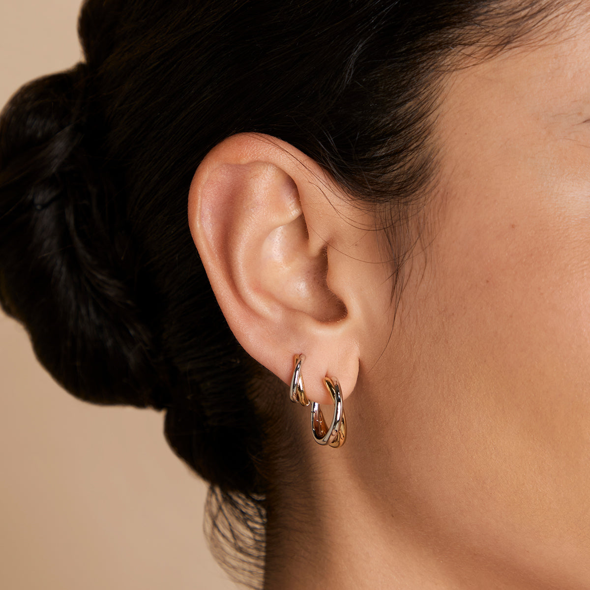 Crossover Illusion Huggies in Mixed Metal-Astrid & Miyu