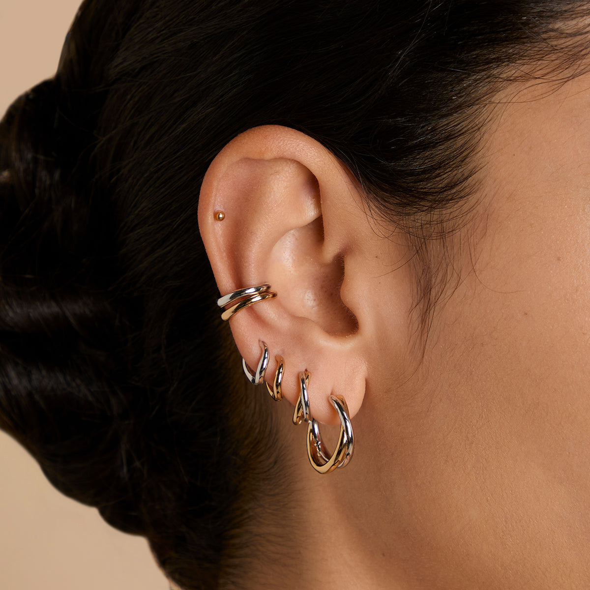 Crossover Illusion Huggies in Mixed Metal-Astrid & Miyu