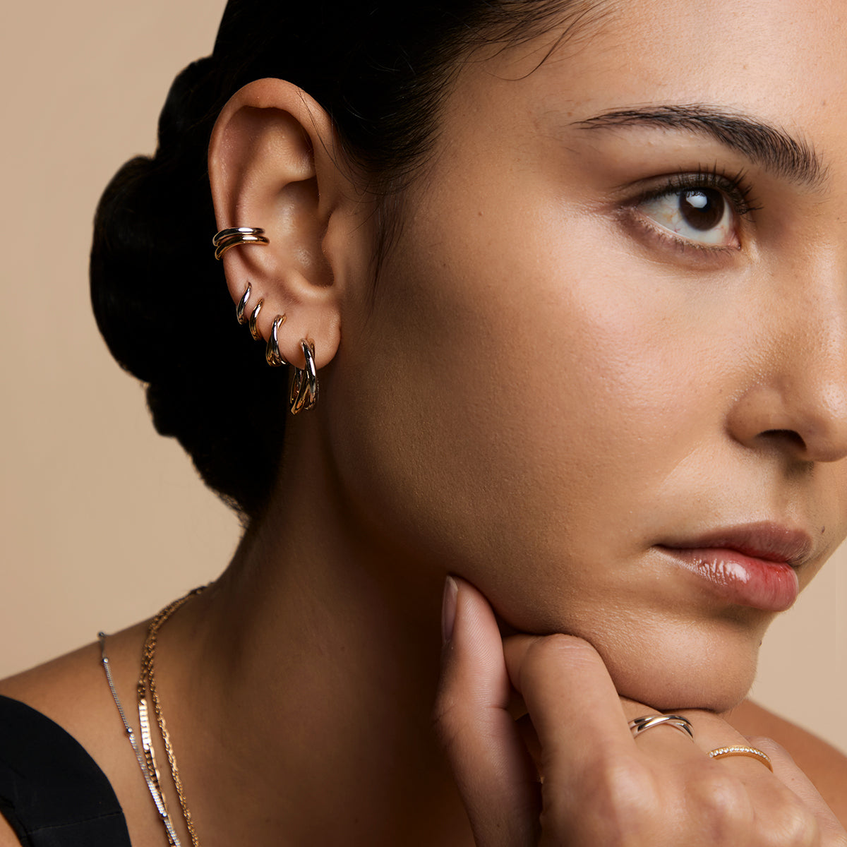 Crossover Illusion Huggies in Mixed Metal-Astrid & Miyu