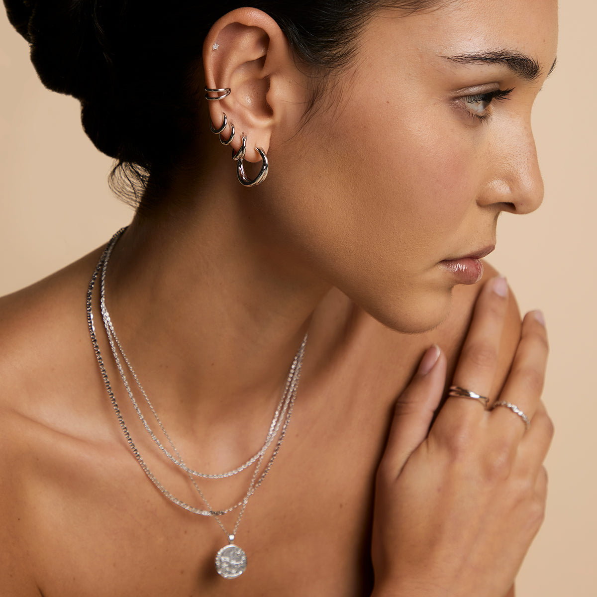 Crossover Illusion Huggies in Silver-Astrid & Miyu