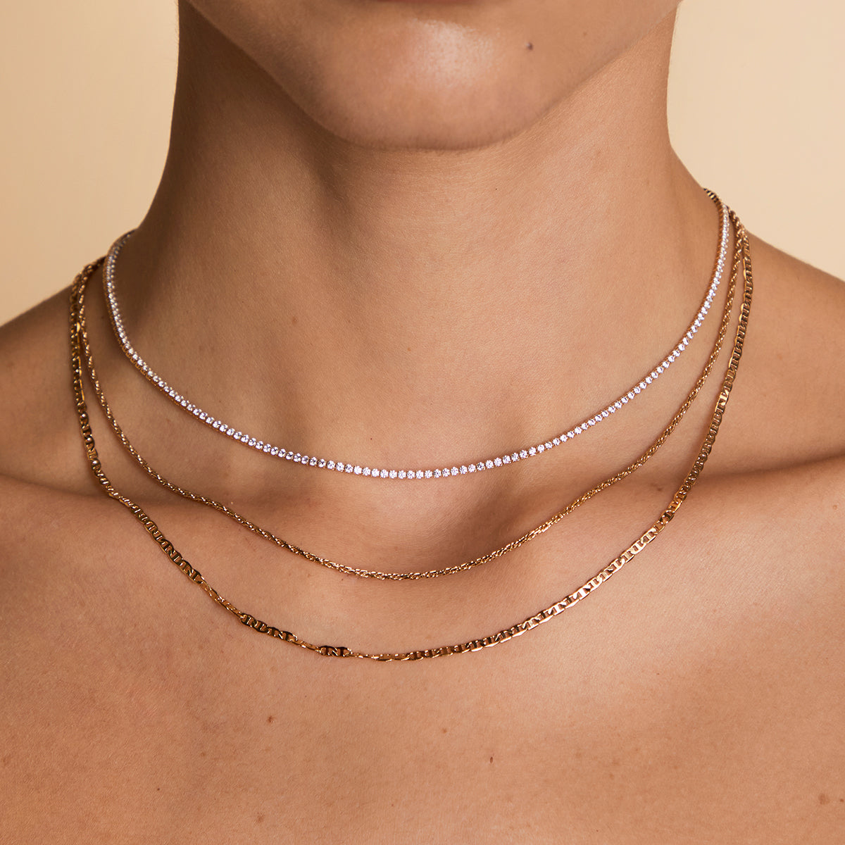 Illusion Double Chain Necklace in Gold-Astrid & Miyu