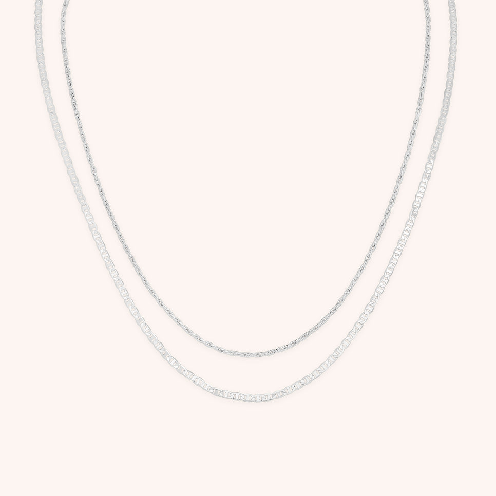 Illusion Double Chain Necklace in Silver-Astrid & Miyu