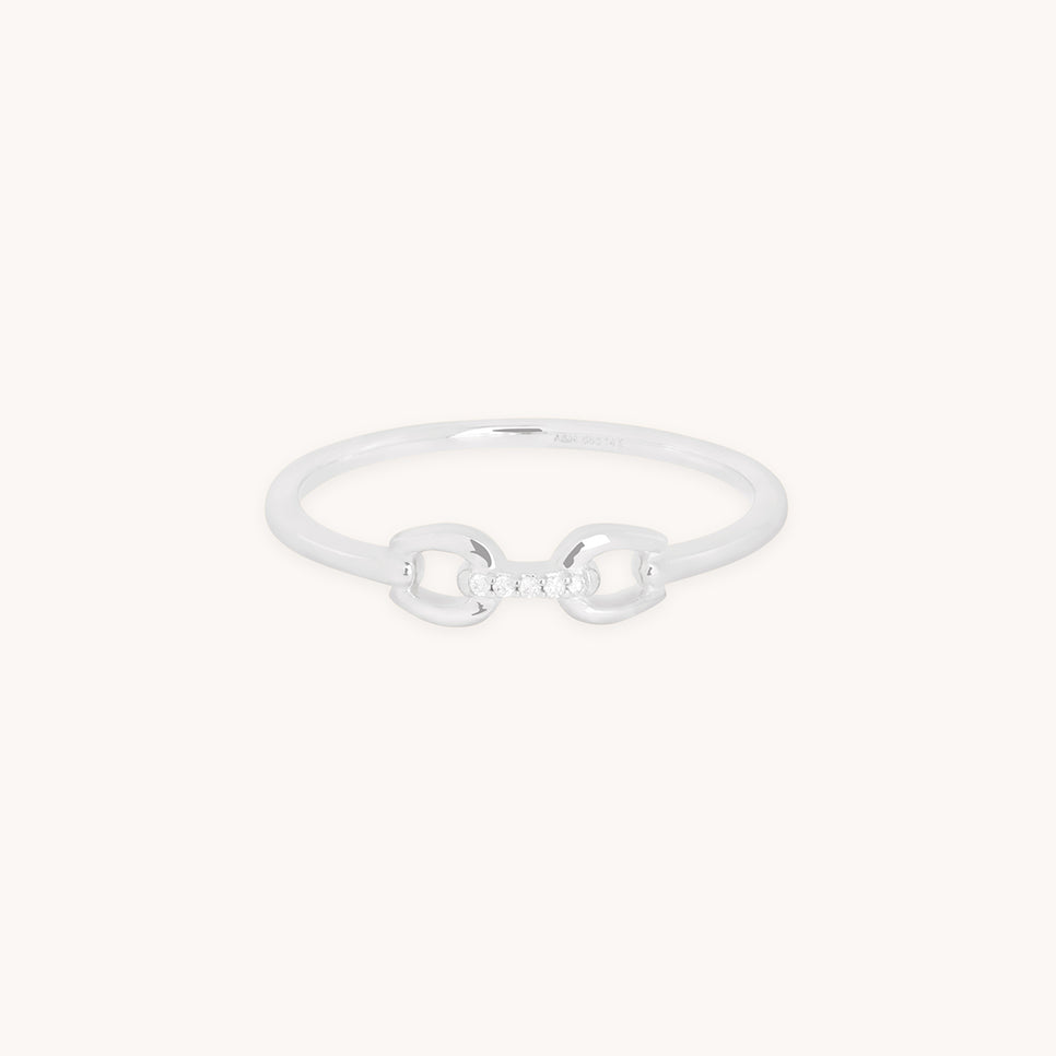 Diamond Hardware Ring in Solid White Gold-Astrid & Miyu