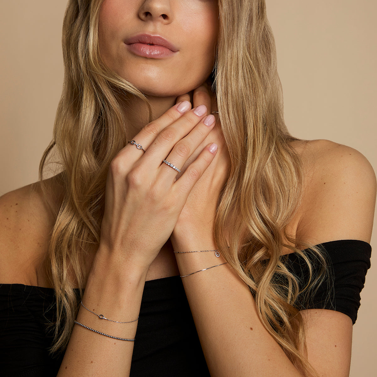 Diamond Hardware Ring in Solid White Gold-Astrid & Miyu