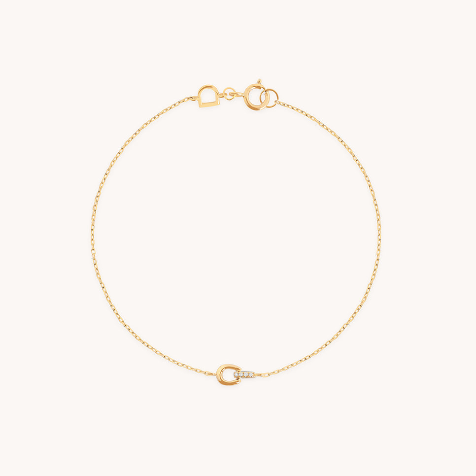 Diamond Hardware Pendant Bracelet in Solid Gold-Astrid & Miyu