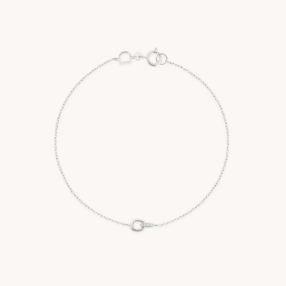 Diamond Hardware Pendant Bracelet in Solid White Gold-Astrid & Miyu