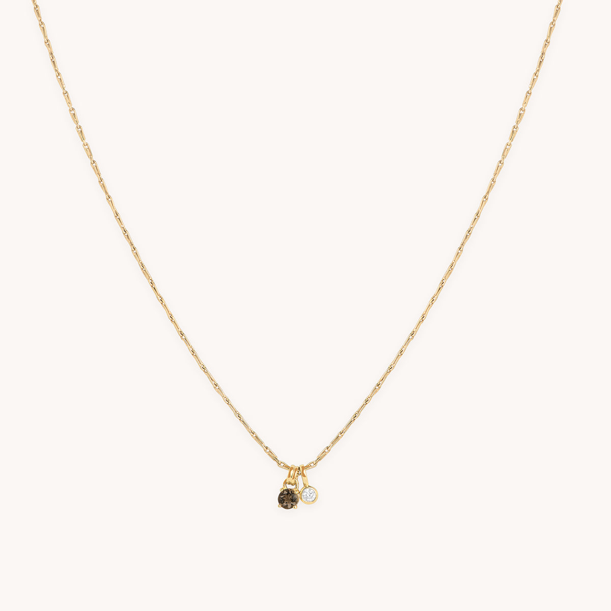 Diamond & Quartz Pendant Necklace in Solid Gold-Astrid & Miyu