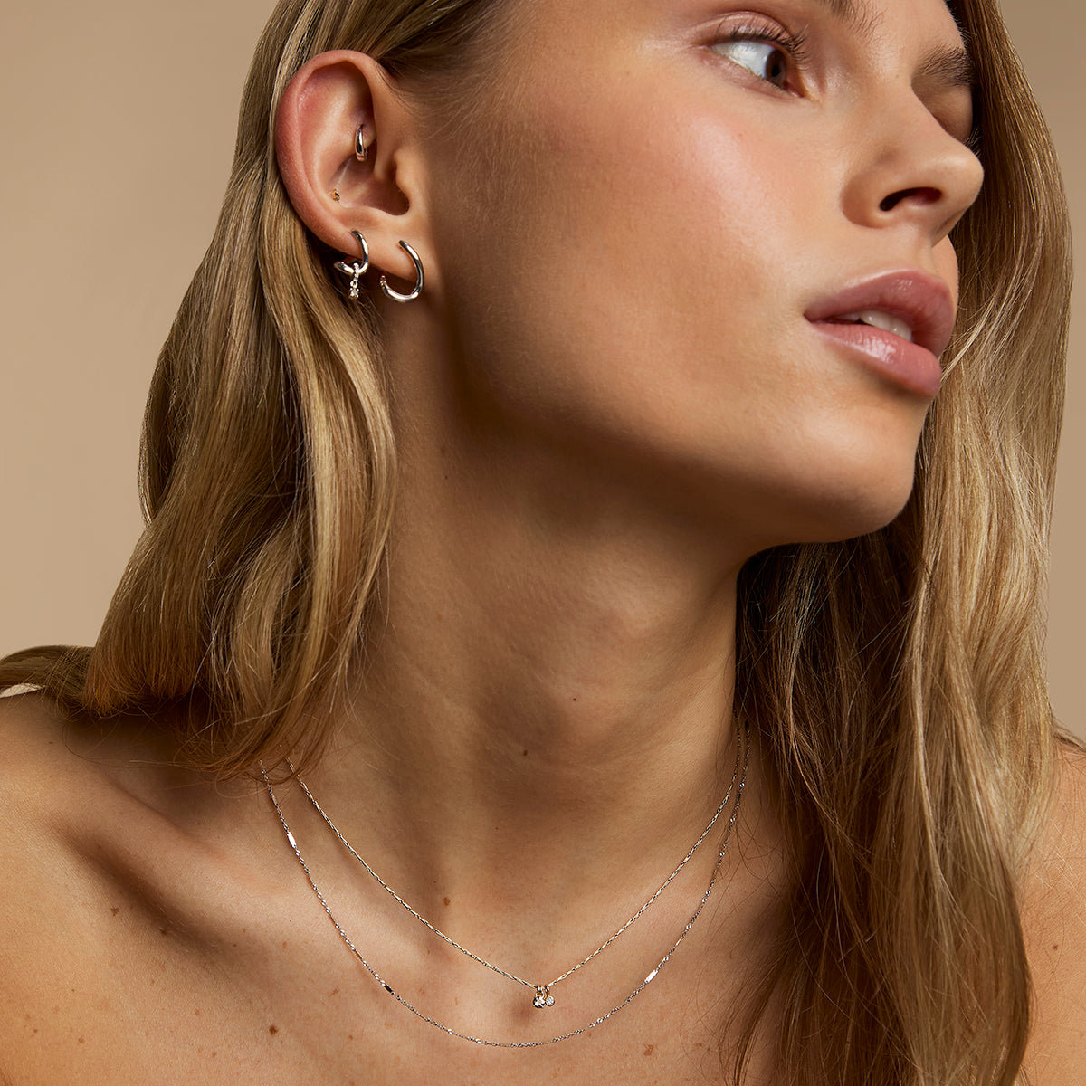 Diamond & Quartz Pendant Necklace in Solid Gold-Astrid & Miyu