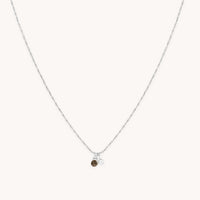 Diamond & Quartz Pendant Necklace in Solid White Gold-Astrid & Miyu