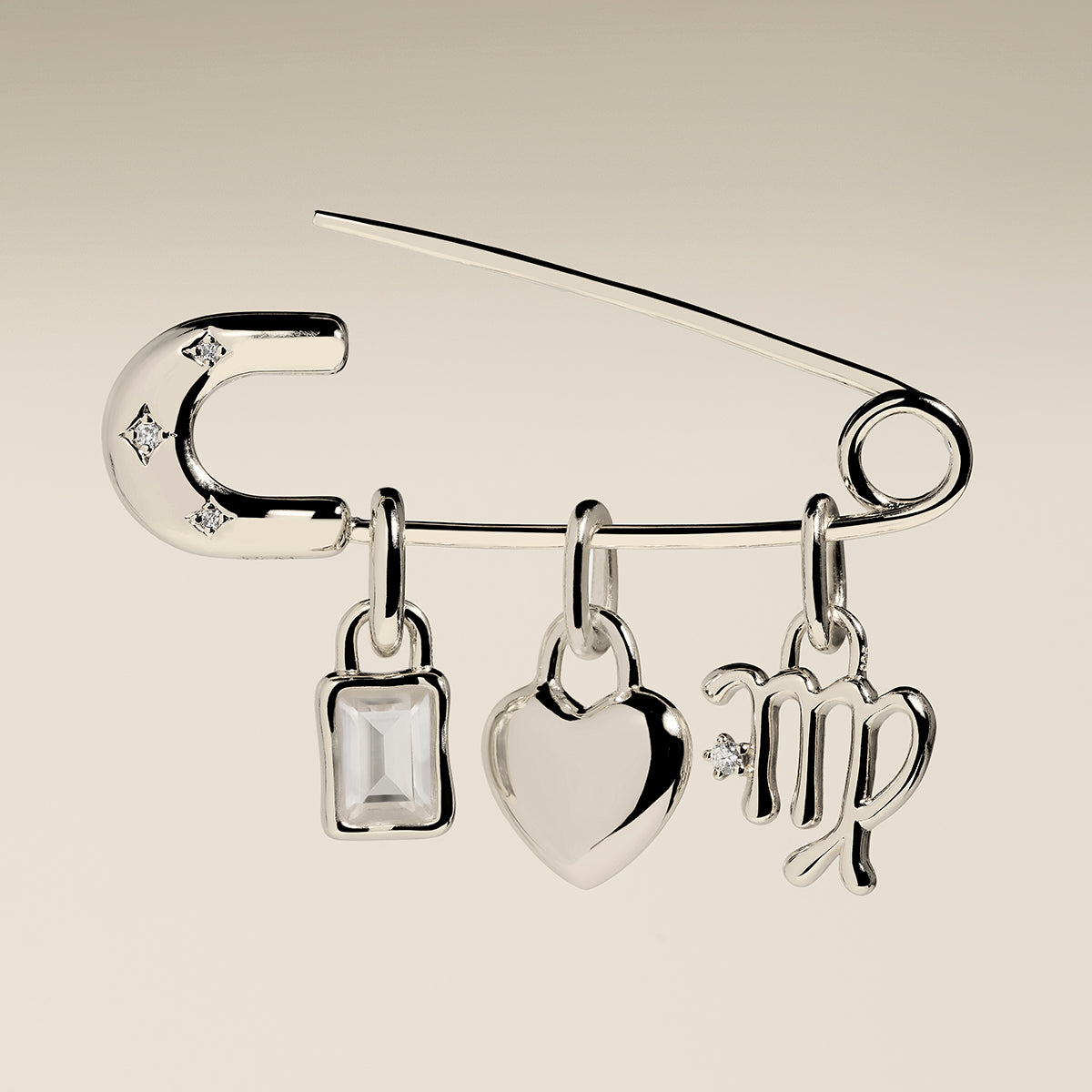 Charm Pin Brooch in Silver-Astrid & Miyu