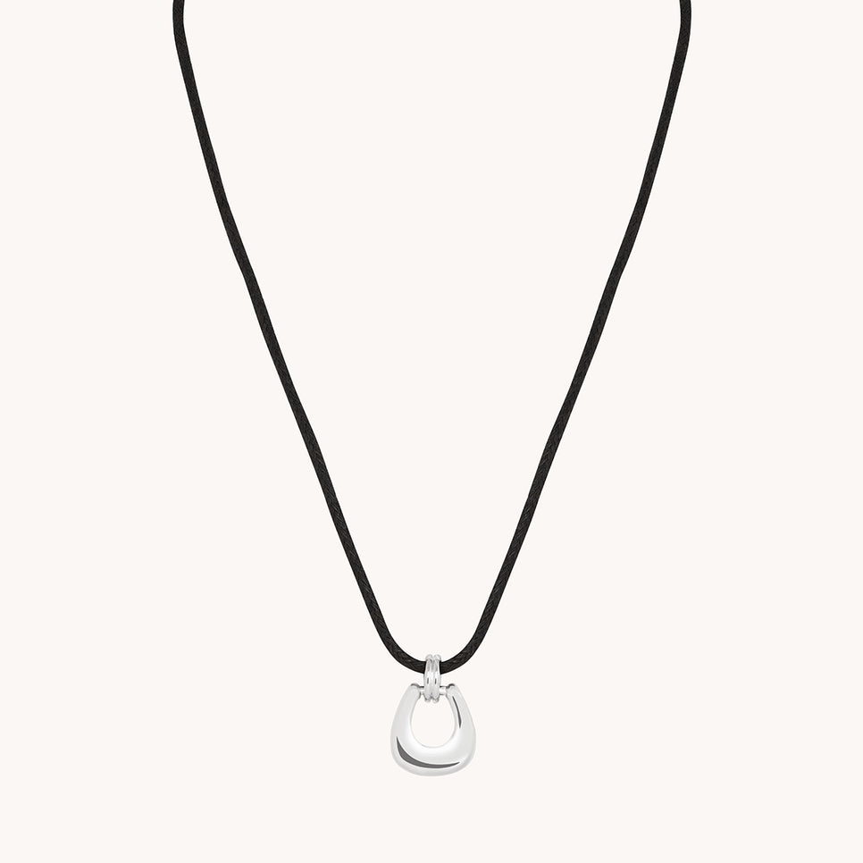 Hardware Pendant Cord Necklace in Silver-Astrid & Miyu