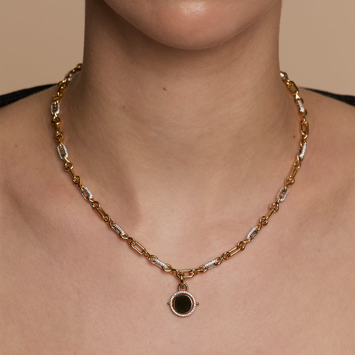 Pavé Spinning Coin Clip Charm in Gold-Astrid & Miyu