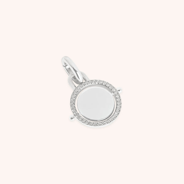Pavé Spinning Coin Clip Charm in Silver-Astrid & Miyu