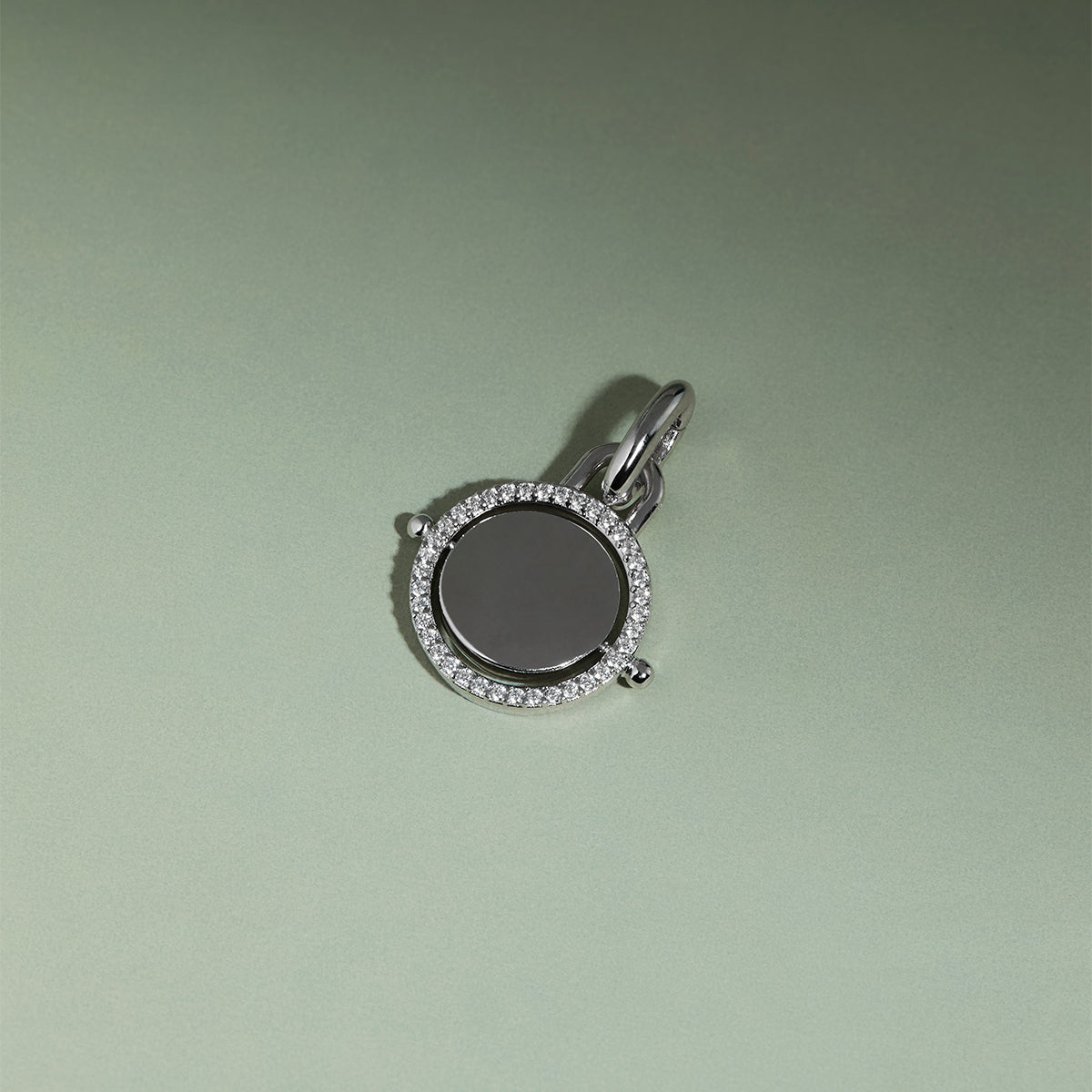 Pavé Spinning Coin Clip Charm in Silver-Astrid & Miyu