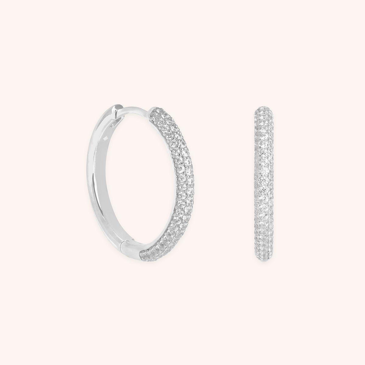 Pavé Essential Medium Hoops in Silver-Astrid & Miyu