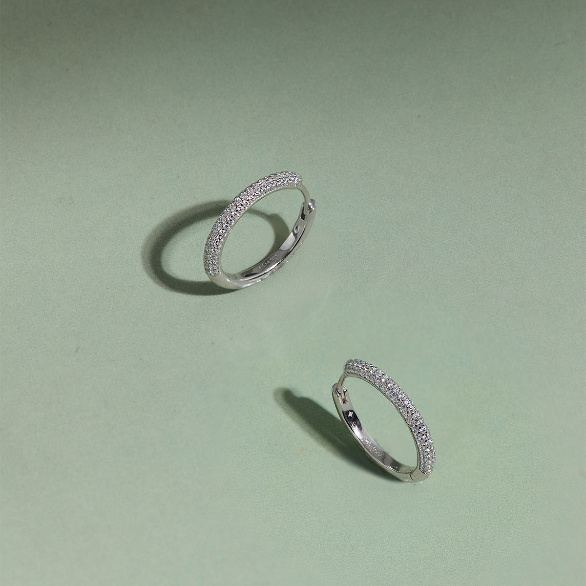 Pavé Essential Medium Hoops in Silver-Astrid & Miyu