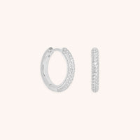 Pavé Essential Small Hoops in Silver-Astrid & Miyu
