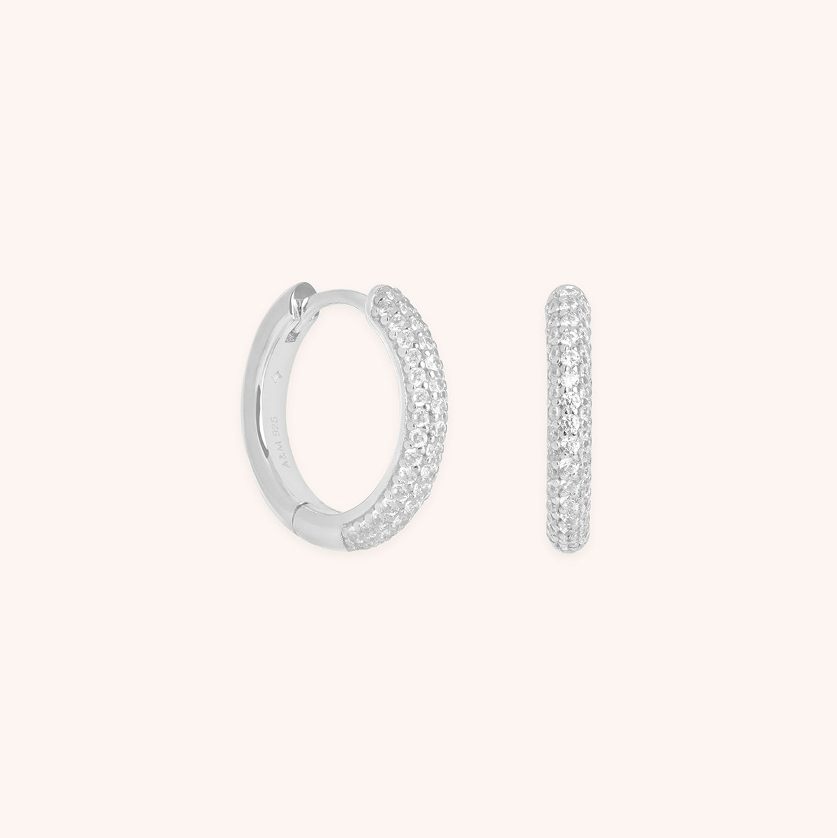 Pavé Essential Small Hoops in Silver-Astrid & Miyu