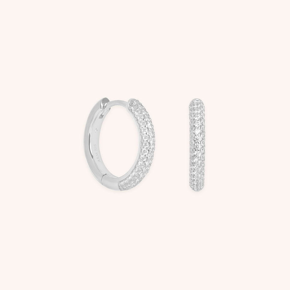 Pavé Essential Small Hoops in Silver-Astrid & Miyu