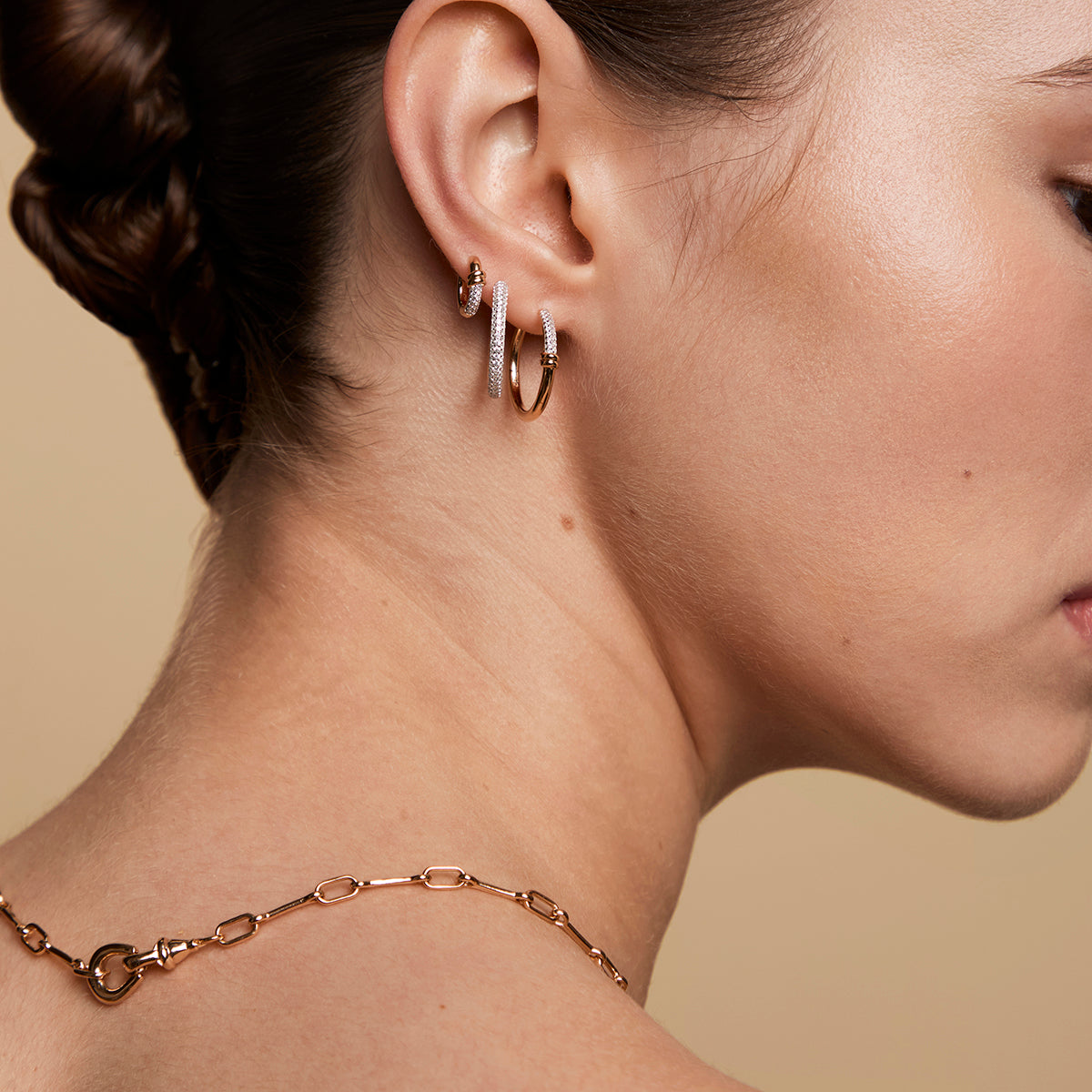 Pavé Knot Hoops in Gold-Astrid & Miyu