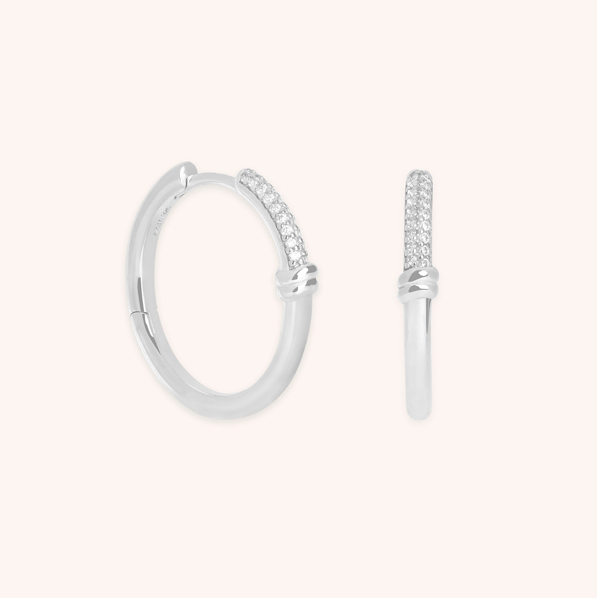 Pavé Knot Hoops in Silver-Astrid & Miyu