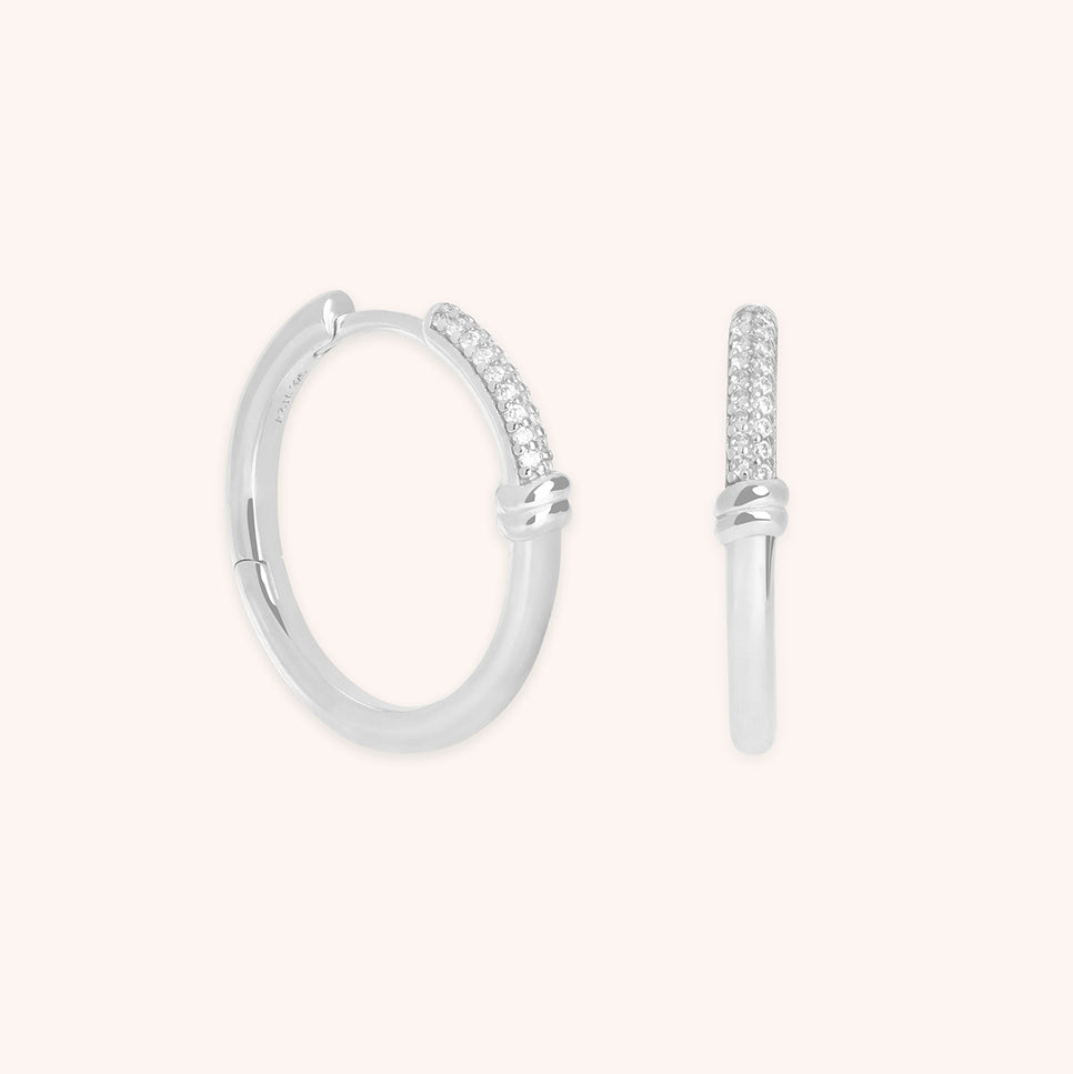 Pavé Knot Hoops in Silver-Astrid & Miyu