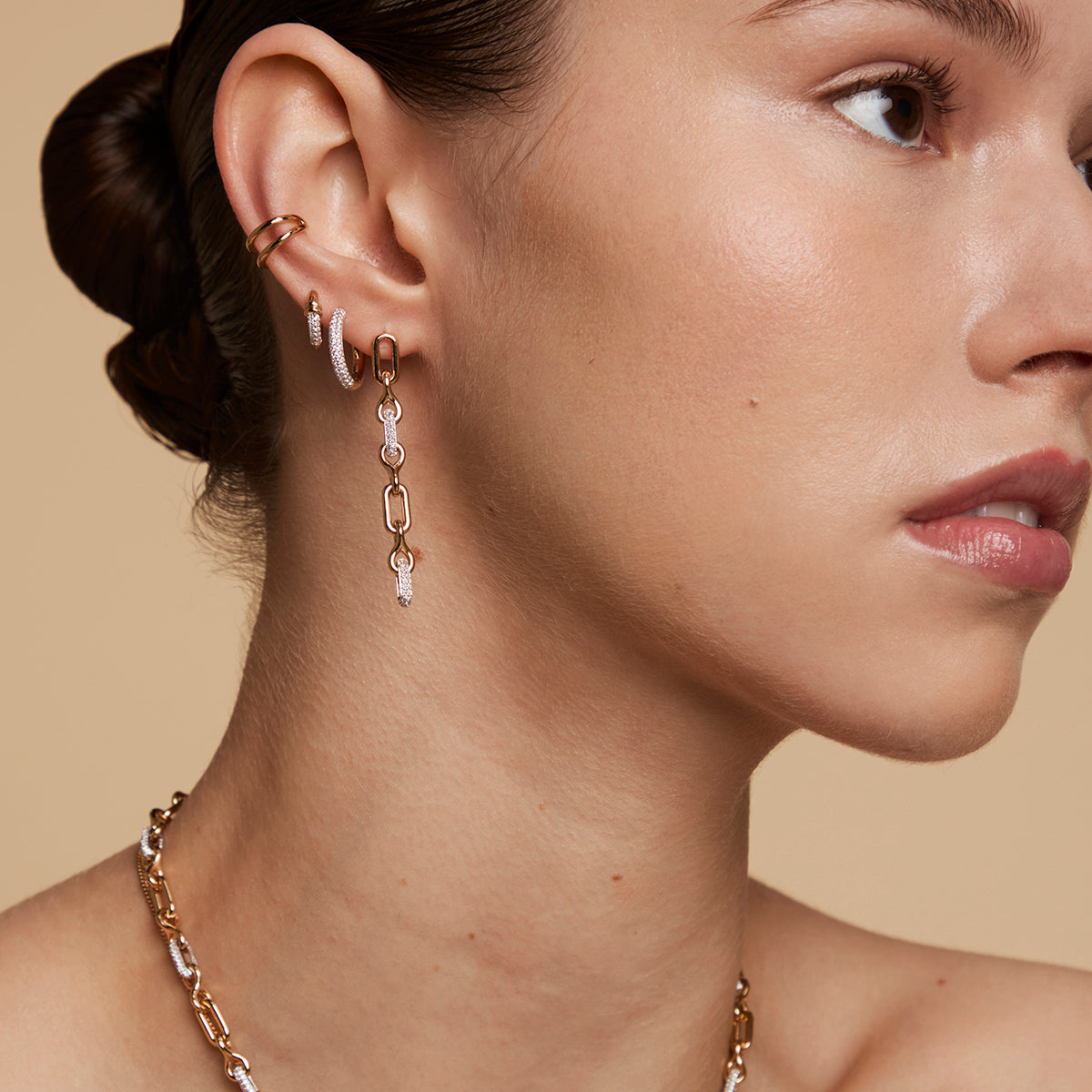 Pavé Knot Huggies in Gold-Astrid & Miyu