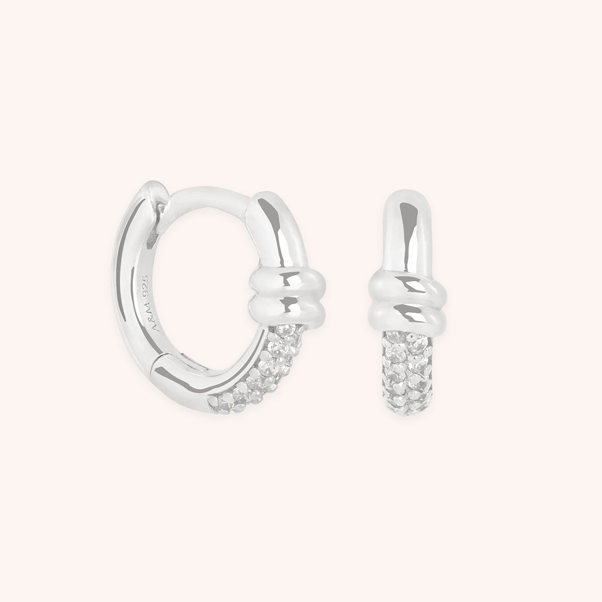 Pavé Knot Huggies in Silver-Astrid & Miyu