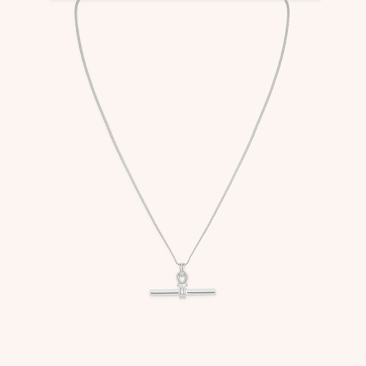 Hardware T-Bar Pendant Necklace in Silver-Astrid & Miyu