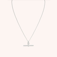 Hardware T-Bar Pendant Necklace in Silver-Astrid & Miyu
