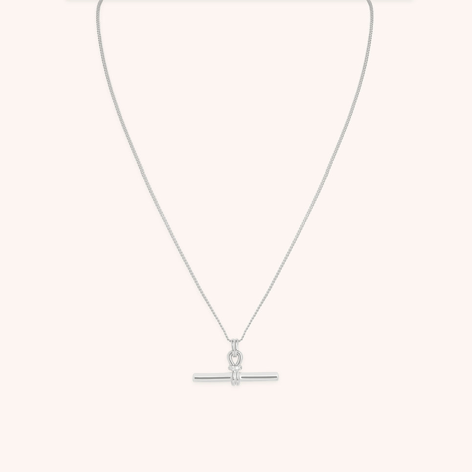 Hardware T-Bar Pendant Necklace in Silver-Astrid & Miyu