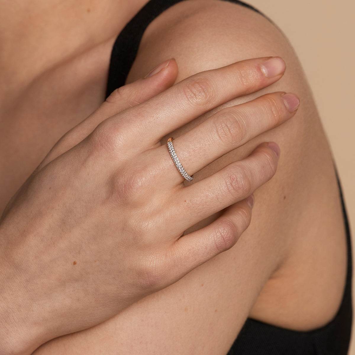 Pavé Essential Band Ring in Gold-Astrid & Miyu