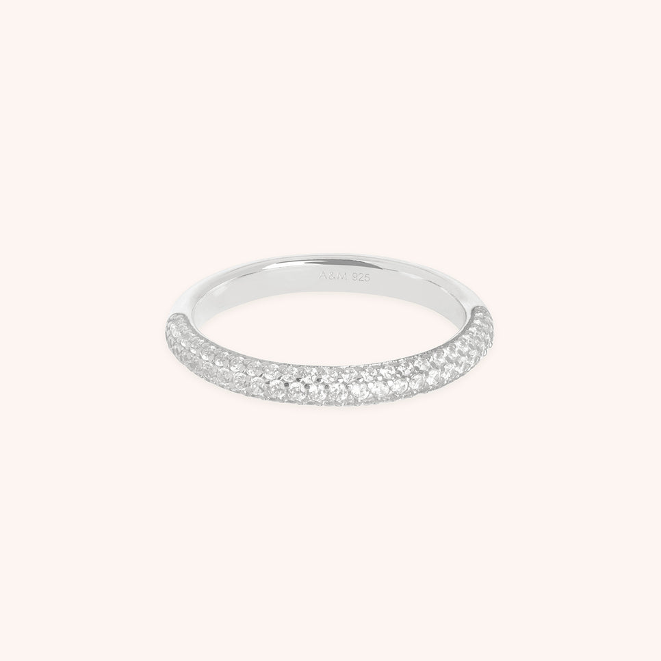 Pavé Essential Band Ring in Silver-Astrid & Miyu