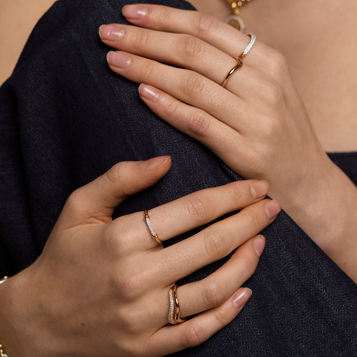 Pavé Knot Ring in Gold-Astrid & Miyu