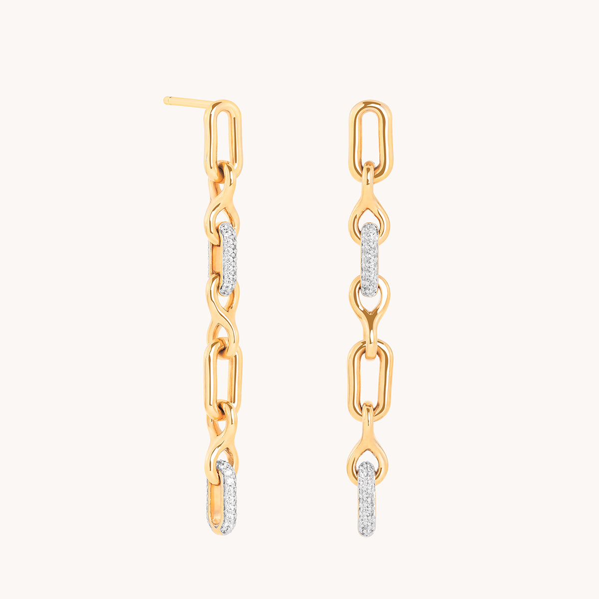 Pavé Chain Link Drop Studs in Gold-Astrid & Miyu