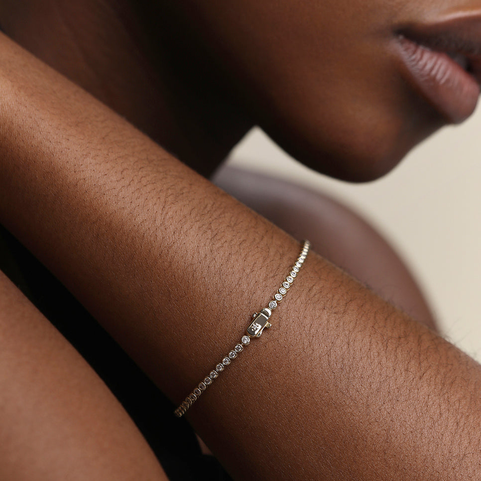Lab Diamond Tennis Chain Bracelet in Solid Gold-Astrid & Miyu