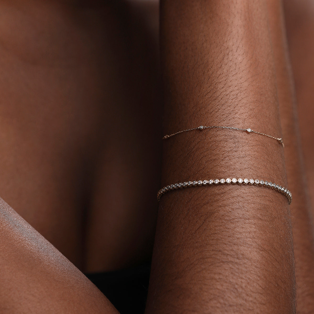 Lab Diamond Tennis Chain Bracelet in Solid Gold-Astrid & Miyu