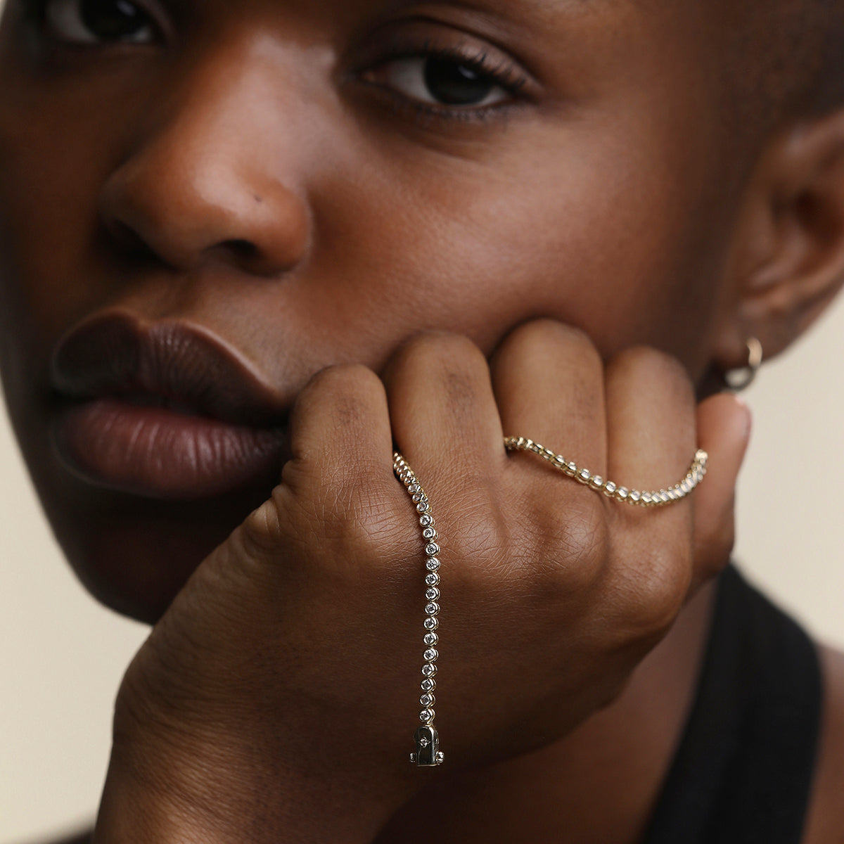 Lab Diamond Tennis Chain Bracelet in Solid Gold-Astrid & Miyu