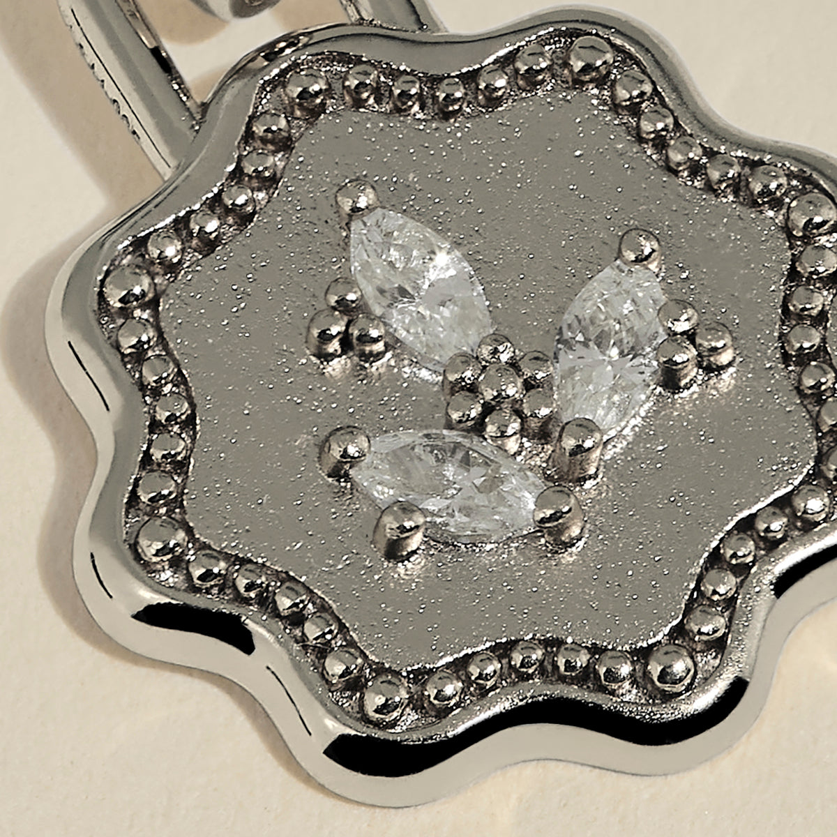 Scalloped Coin Clip Charm in Silver-Astrid & Miyu