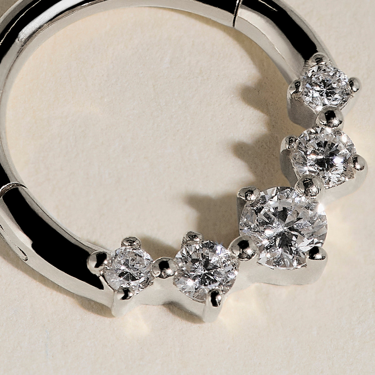 Diamond Daith Hoop in Solid White Gold-Astrid & Miyu