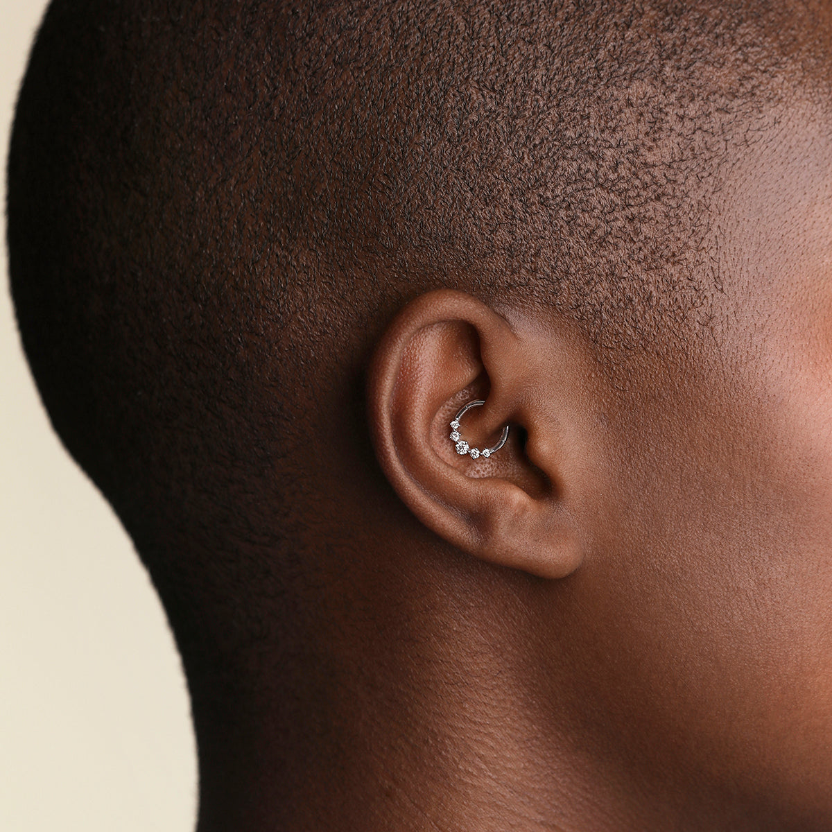 Diamond Daith Hoop in Solid White Gold-Astrid & Miyu