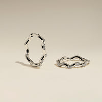 Scalloped Crystal Medium Hoops in Silver-Astrid & Miyu