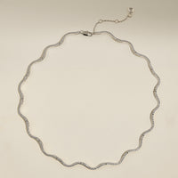 Scalloped Tennis Chain Necklace in Silver-Astrid & Miyu