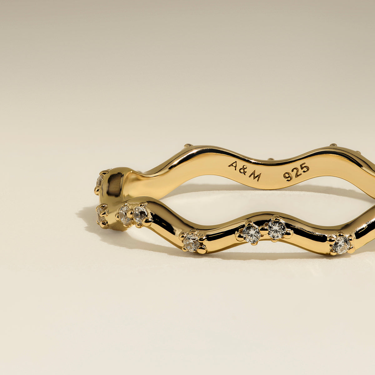 Scalloped Crystal Band Ring in Gold-Astrid & Miyu