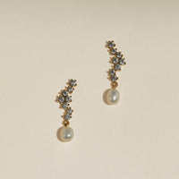 Scalloped Crystal Charm Studs in Gold-Astrid & Miyu