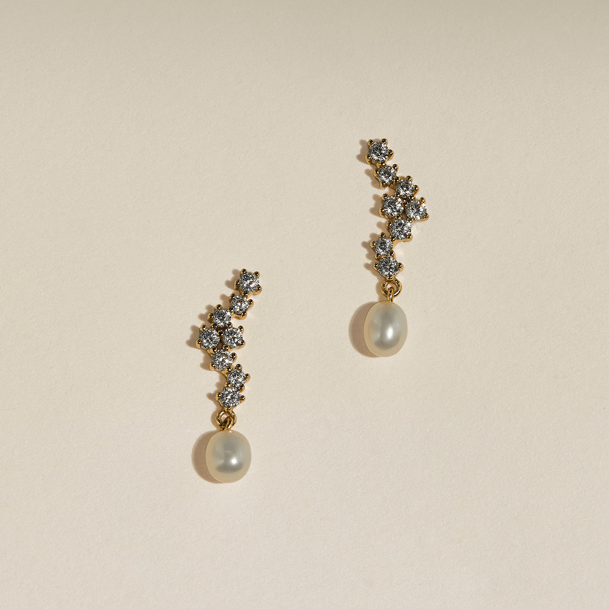 Scalloped Crystal Charm Studs in Gold-Astrid & Miyu