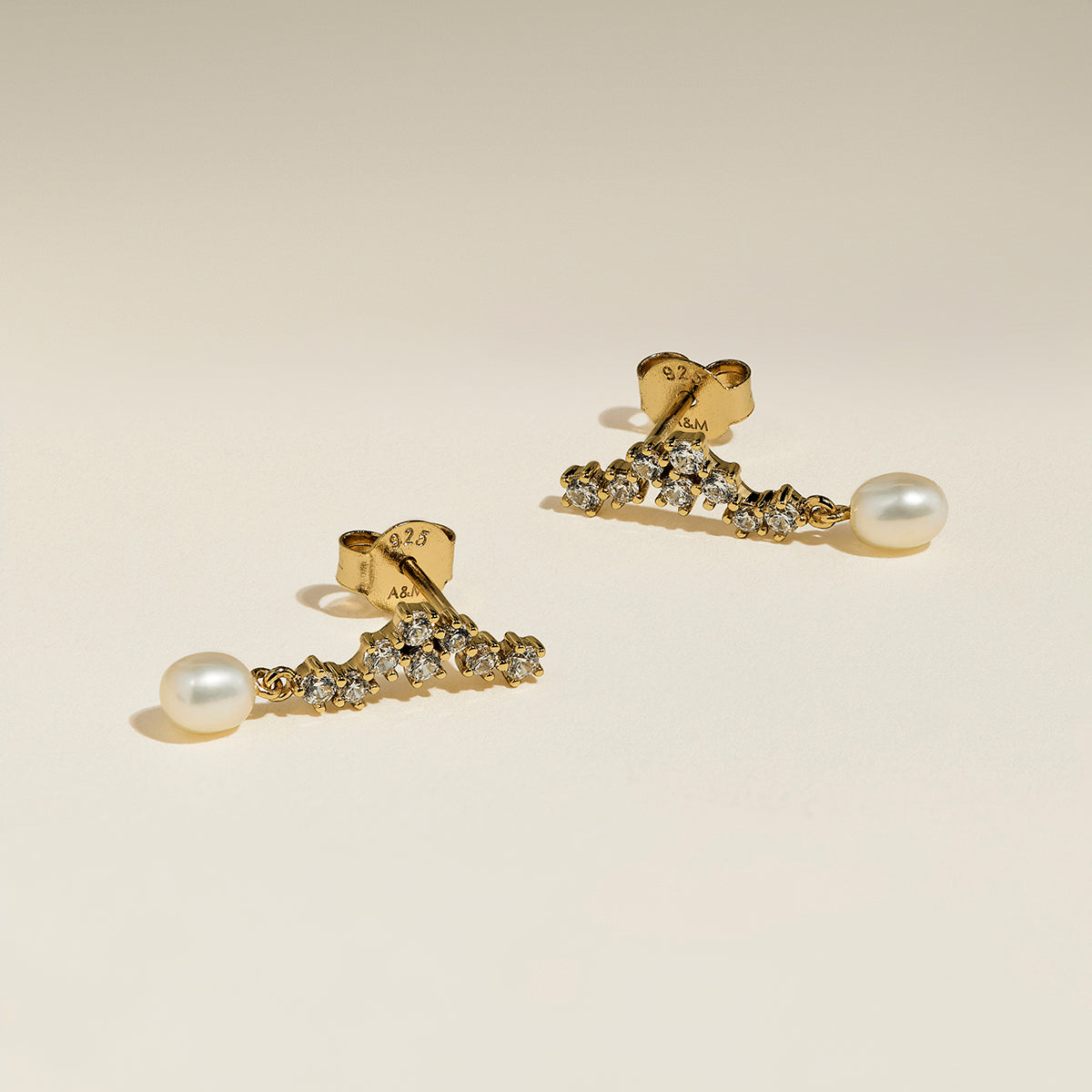 Scalloped Crystal Charm Studs in Gold-Astrid & Miyu