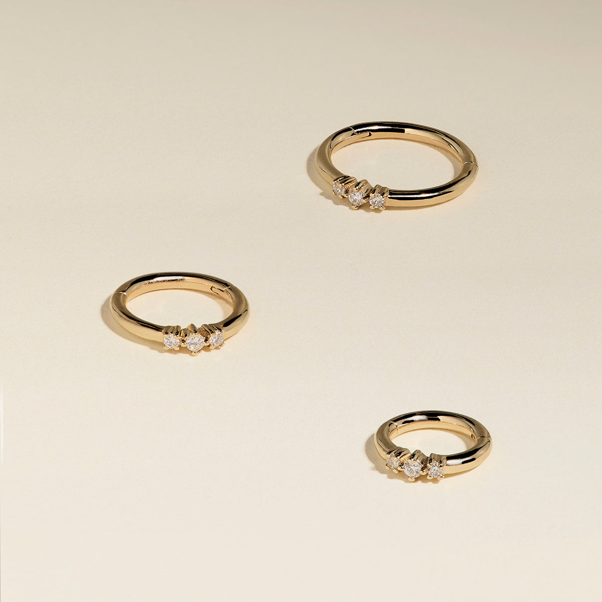 Diamond Triology Seamless Piercing Hoop in Solid Gold-Astrid & Miyu