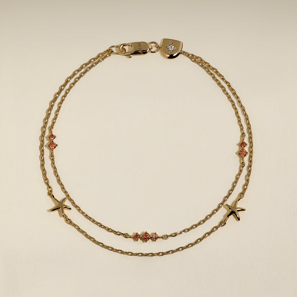 Starfish Double Chain Bracelet in Gold-Astrid & Miyu